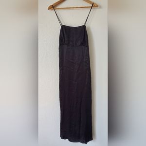 Zara Black 100% Silk Strappy Slip Lingerie Dress Gown